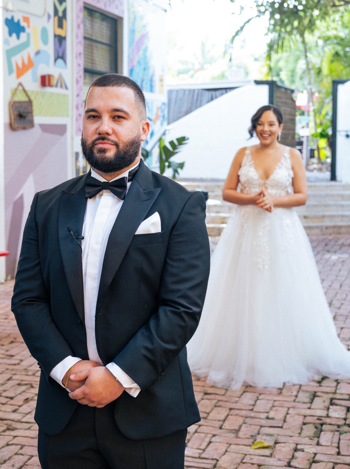 Wedding portrait at golden hour in Miami Beach